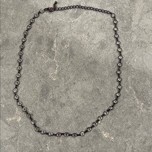 White stone and copper tone chain necklace 16 - 18”